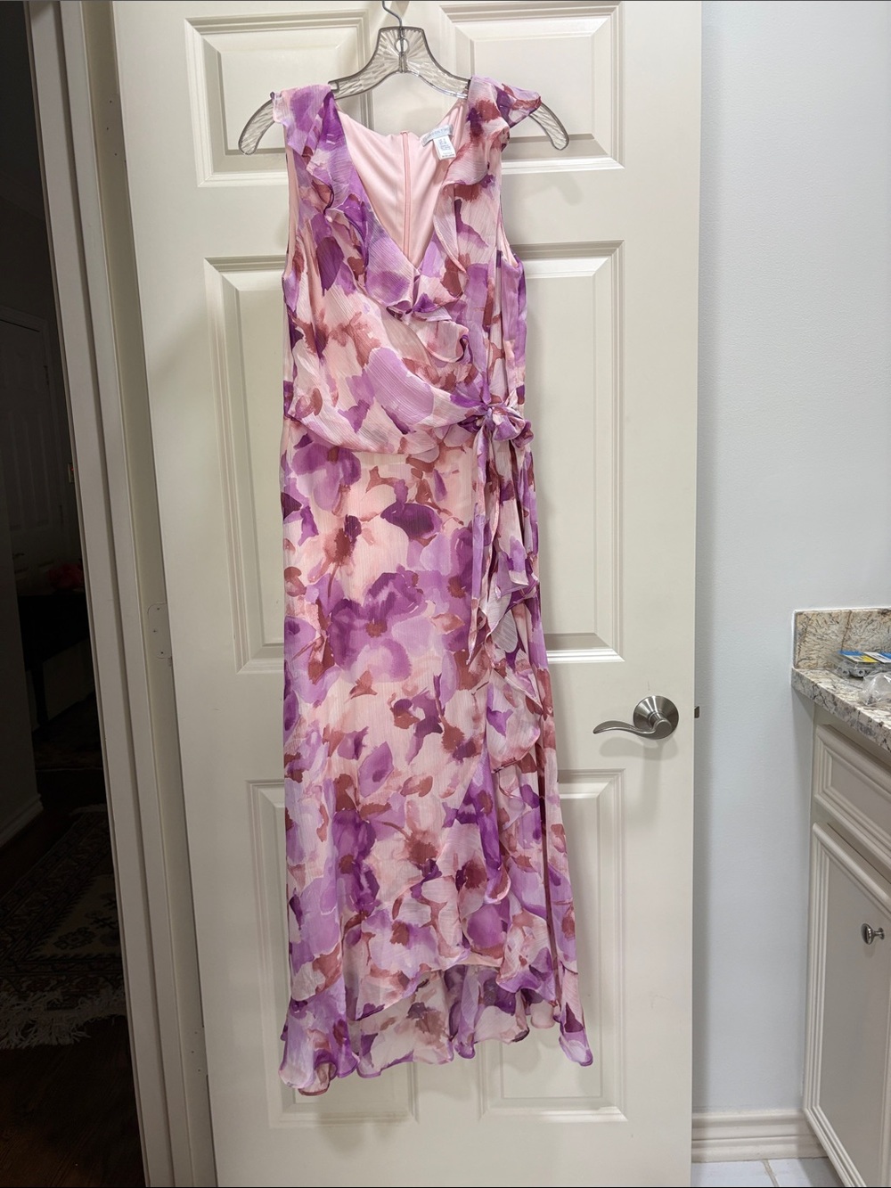 London Times Pink & Purple Floral Maxi Dress
